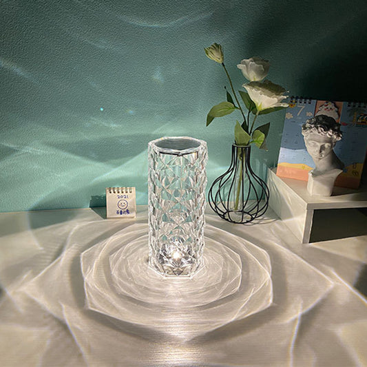 Nordic Crystal Lamp USB Table Lamps Bedroom Night Light Rose Projector Lamp Decor